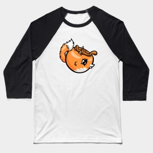 Fox Cute Coffee Cup Cartoon Illustration Baseball T-Shirt